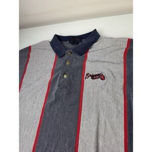 Vintage 90's Y2K Atlanta Braves Antigua Striped Polo Shirt *See Info* Size XL